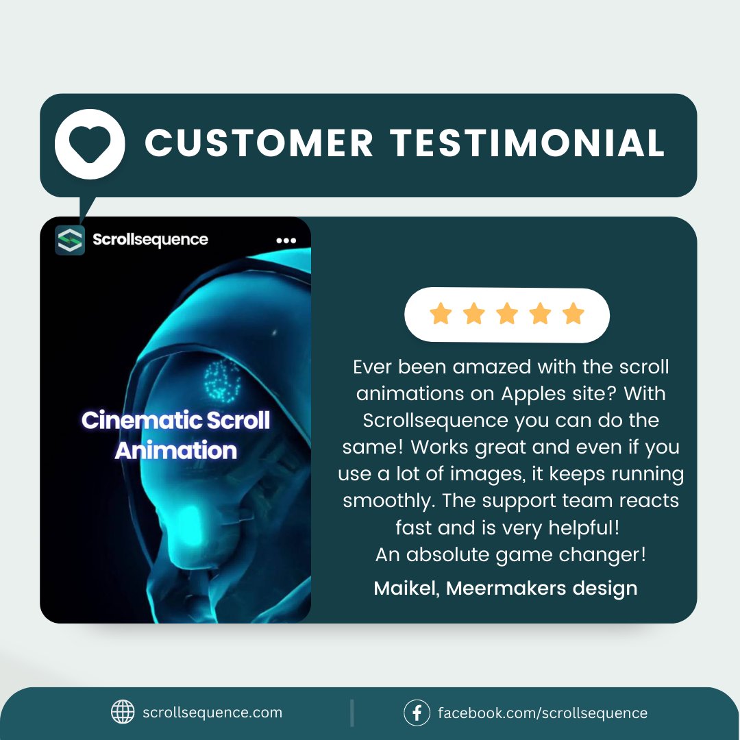 scrollsequence's tweet photo. Are you looking for a way to make your website stand out and engage your visitors? Look no further than the ScrollSequence animation plugin! 🌟

#ScrollSequence #WebsiteAnimations #EngagingContent #LimitedTimeOffer
#customerreview
👉 Get it now: [https://t.co/OqC1NEdI1A] https://t.co/wUw2CqQaFz