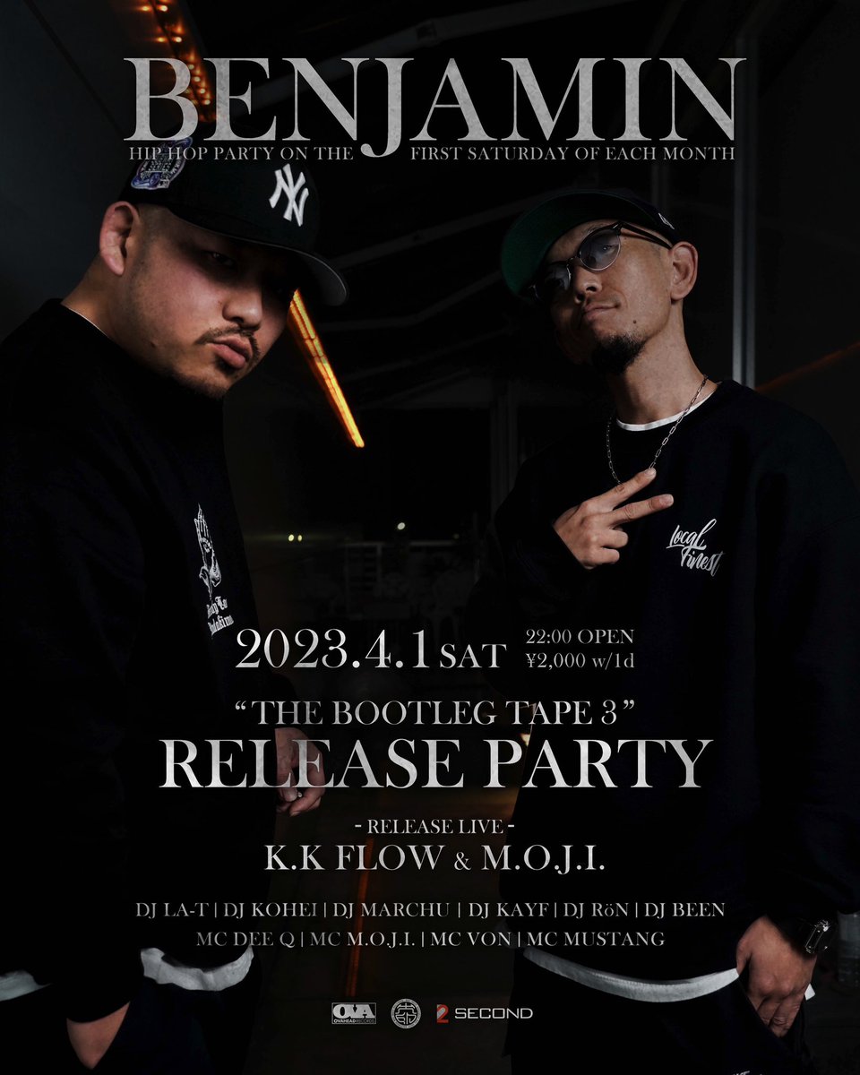 21周年目突入BENJAMIN🔥🔥
K.K FLOW &amp; M.O.J.I. でスペシャルライブします…！！！

近々リリース情報も解禁です🤝