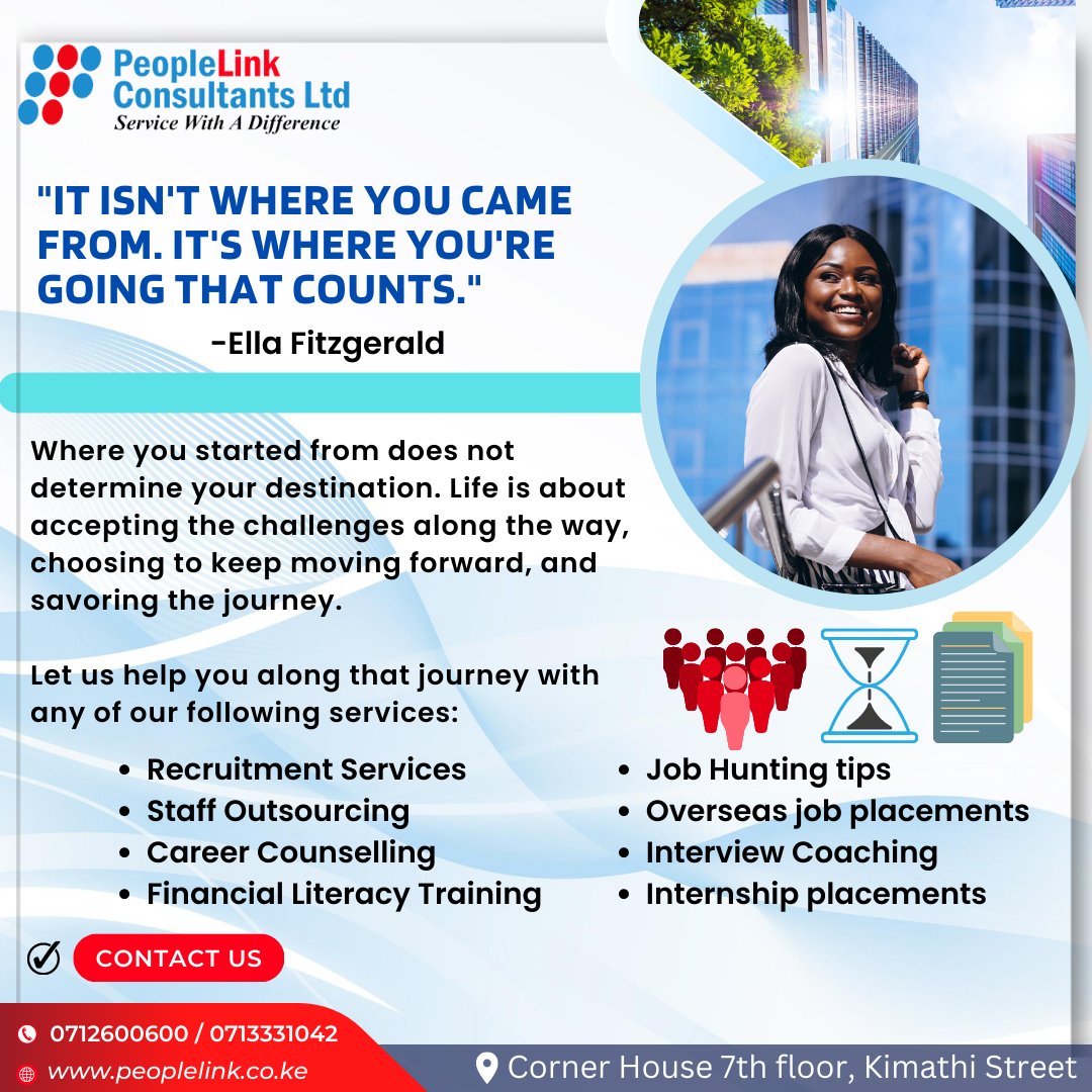 PeopleLinkLTD's tweet photo. It’s okay to look back to see how far you’ve come but keep moving forward. #jobs #jobalert #job #jobvacancy #jobopenings
#jobopportunities2023 #Peoplelink #managementjobs #highpayingjobs #overseasjobs #kenyantrends #kenyansincanada #kenyansineurope https://t.co/rT9sDO7TdK