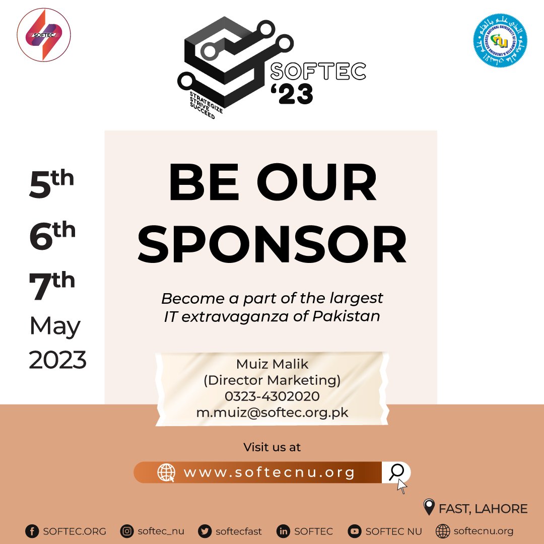softecfast's tweet image. Get Ready to Light Up the Stage with SOFTEC!

We&apos;re Hosting the Nation&apos;s Top Talent and Looking for Sponsors to Join us in Making it a Success.

Just fill the form and our team will contact you.
Sponsorship Form: forms.gle/7uqqAwfpjPSnHv…

SOFTEC’23 happening on: 5-7 May,2023