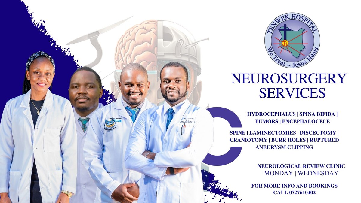 TenwekHospital's tweet photo. Do you or someone you know suffer from a neurological condition? Tenwek Hospital's skilled neurosurgeons are here to help! We specialize in treating a variety of conditions including hydrocephalus, spina bifida, tumors, encephalocele, and more. #tenwekcares #wetreatjesusheals https://t.co/5gfUzs7jo0