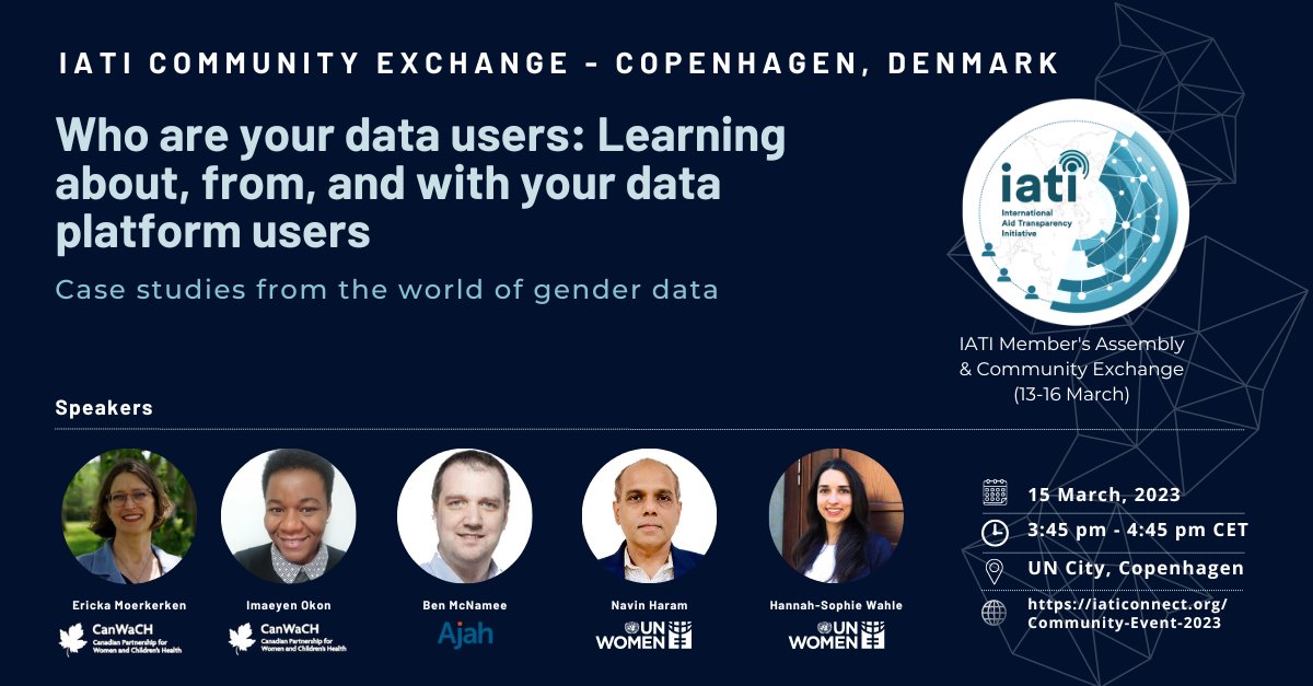 #opendata & #aidtransparency are crucial to drive effective delivery of results for women and girls towards #genderequality.

@UN_Women will speak about #genderdata and #SDG5 together with @CanWaCH and @team_ajah at @IATI_aid's Community Exchange 15 March. rb.gy/animiu