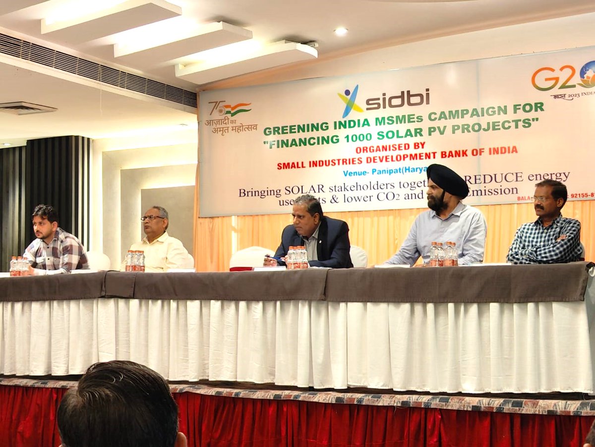 sidbiofficial's tweet image. As a part of ongoing dedicated campaign to promote #green and #clean #energy, #SIDBI organized a seminar on “Greening Indian MSMEs Campaign for &quot;Financing 1000 Solar PV Projects” in MSME cluster.