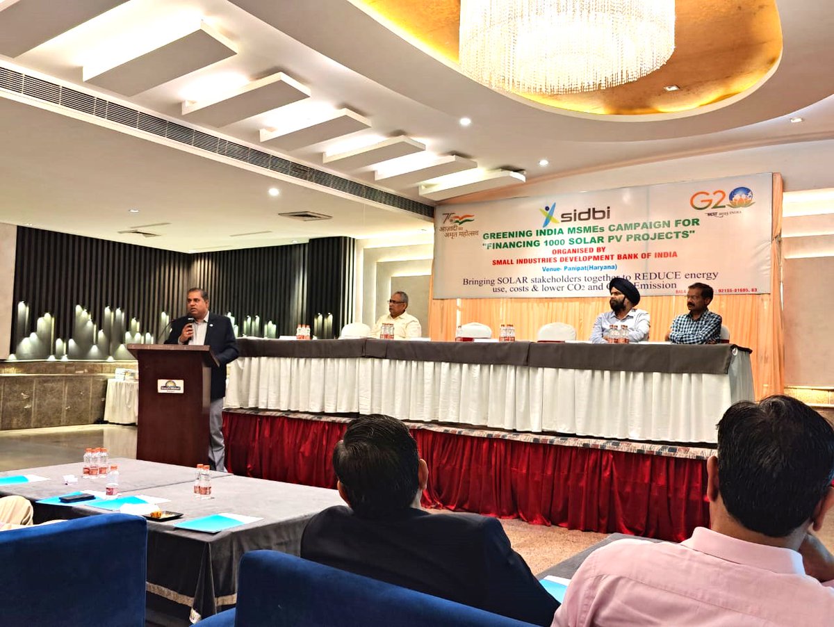 sidbiofficial's tweet image. As a part of ongoing dedicated campaign to promote #green and #clean #energy, #SIDBI organized a seminar on “Greening Indian MSMEs Campaign for &quot;Financing 1000 Solar PV Projects” in MSME cluster.