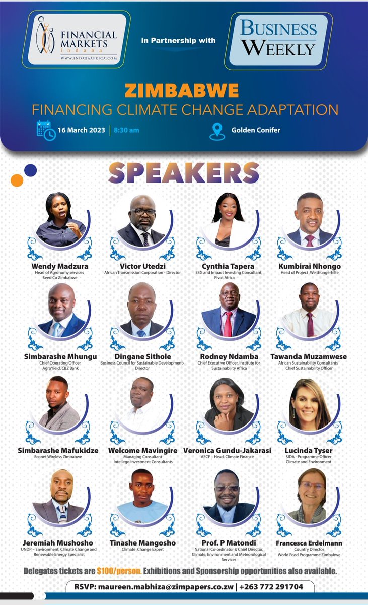 Are you ready for the Zimbabwe Climate Change Adaptation Conference happening tomorrow?

We are!!!!

Come let's talk about Mitigation, Implementation and Adaptation.

#CycloneFreddy
#CycloneFreddyMalawi