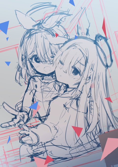 昨日の絵のラフ〜 珍しく顔が最初から可愛く描けた
最初恋人繋ぎにしてたけど百合成分強めになるか!?って思って変えちゃった 