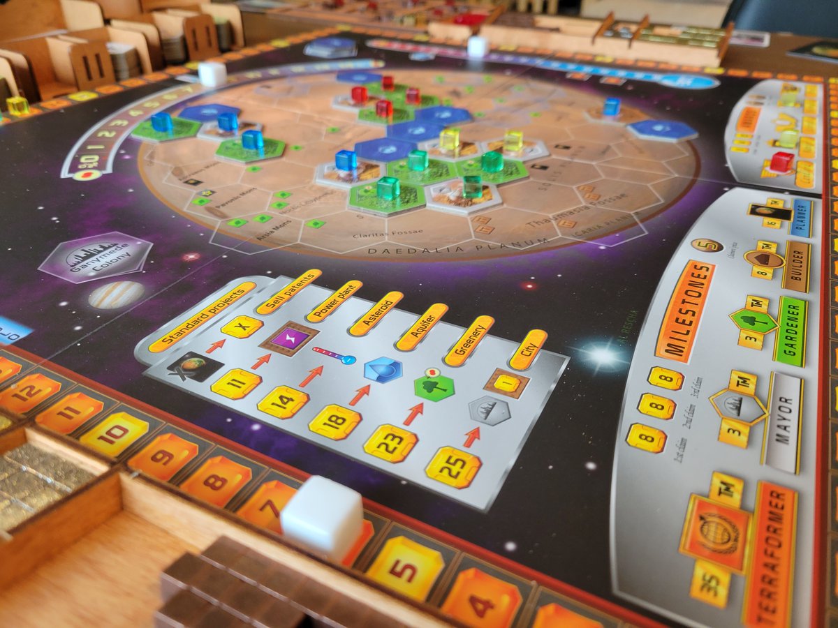 GuildHallHobby's tweet photo. Terraforming Mars, a game where players compete as corporations trying to earn money and resources to be the one to contribute the most to making Mars habitable.  A fantastic game in our library that requires you to think ahead and roll with the punches from round to round #flgs https://t.co/Oj4V7yuhh1