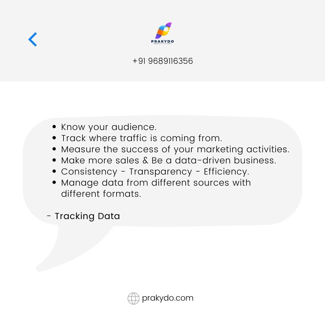 Track all your data and know from where the traffic is coming.

#prakydo #data #tracking #trackingdata #traffic #audience #success #marketingactivities #datadrivenbusiness #consistency #transparency #efficiency #managedata