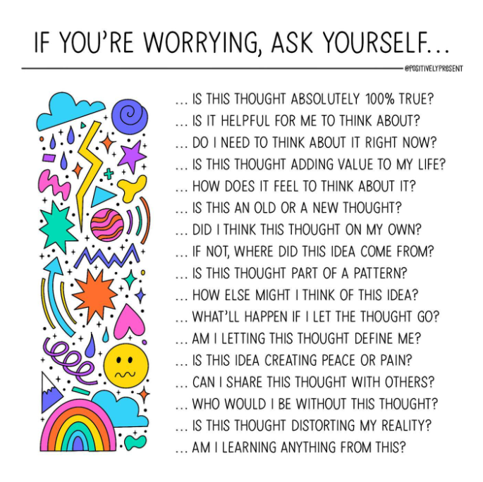 THINKAcademia's tweet photo. It's pointless to worry about things you can’t control. And yet, that doesn't stop us. So, if you're overthinking or worried about something today, ask yourself these questions🌻

Source: positivelypresent | IG
#AcademicMentalHealth #AcademicTwitter
@ThePhDPlace @PhDVoice https://t.co/ANSD4QxJYp