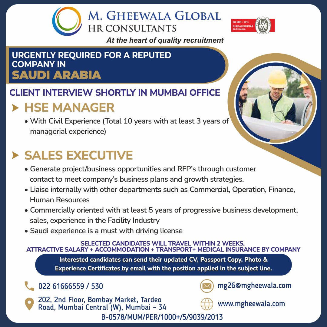 mgheewala_hrc's tweet photo. Job Vacancies for #SaudiArabia
Interested Candidates can send the updated resume to mg26@mgheewala.com
Learn More https://t.co/Ps4bxv2mB1
Telegram Channel for job updates : https://t.co/831AMM3MsU
#overseasrecruitment #resume #jobvacancies #hsemanagers #sales #salesexecutive https://t.co/3eGVFrnnzV
