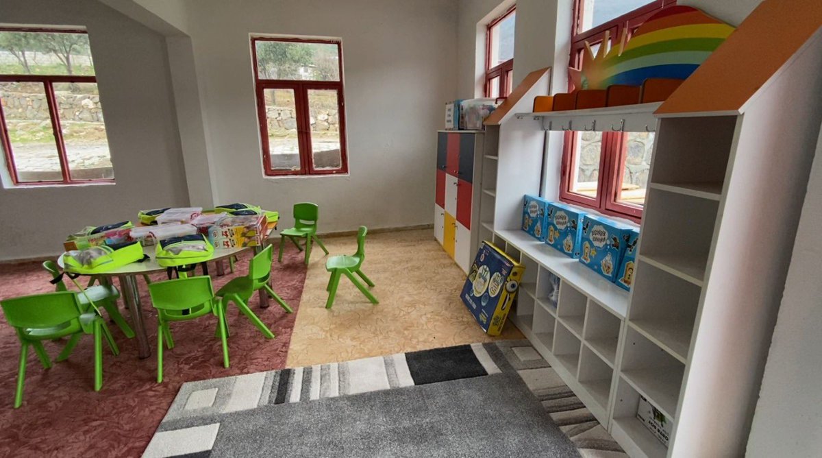 ANTALYABB's tweet photo. Afet bölgesi Gaziantep'in İslahiye ilçesinde bulunan Kabaklar Kültür Evi'nin tadilat çalışmalarını tamamlayıp depremzede çocuklar için hizmet verecek kreş haline getirdik. https://t.co/PhkPNESeZn