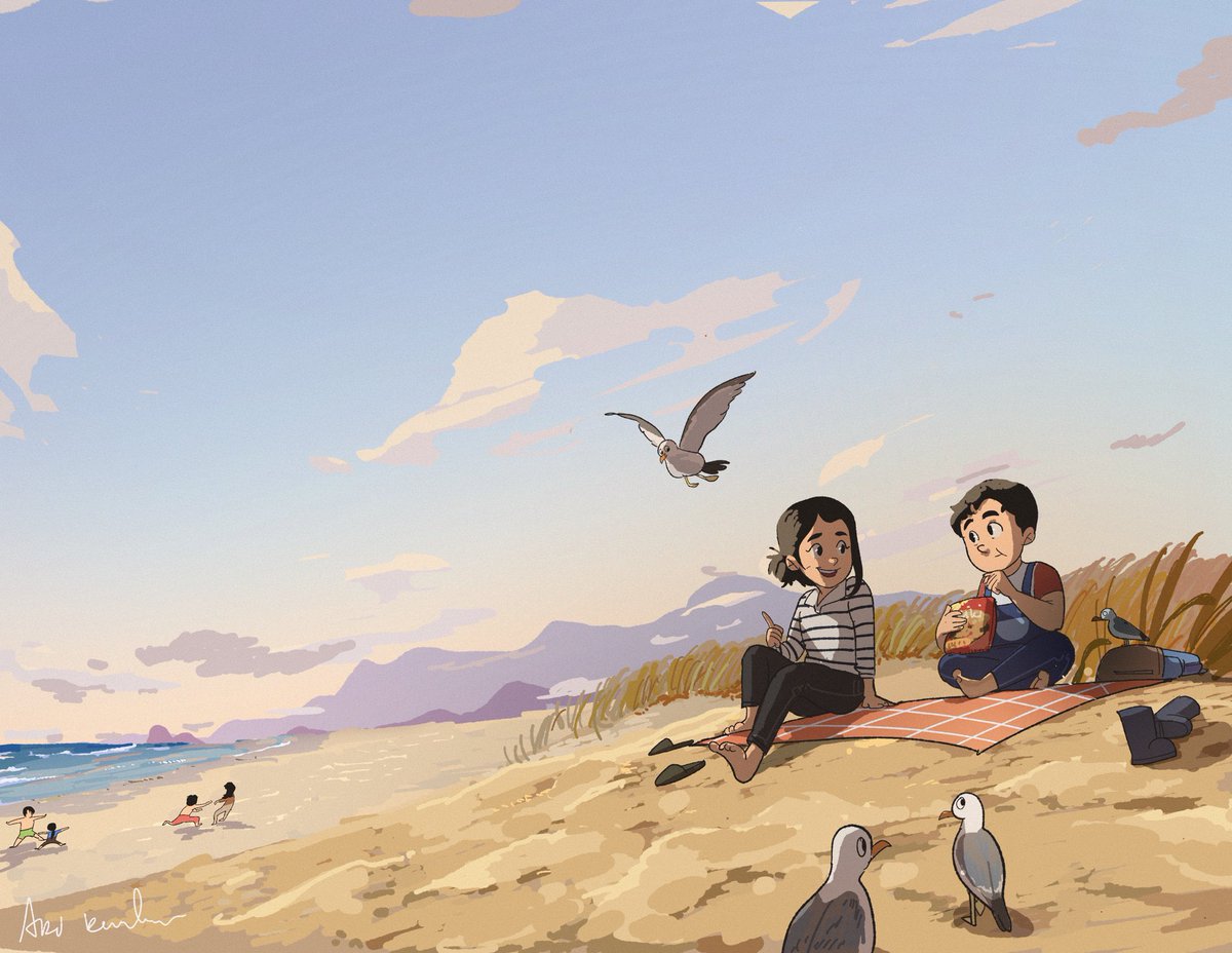 arikoo_'s tweet photo. santai di pantai #illustraion #CartoonArt #digitalart #digitalartists https://t.co/cu9igLbNK2
