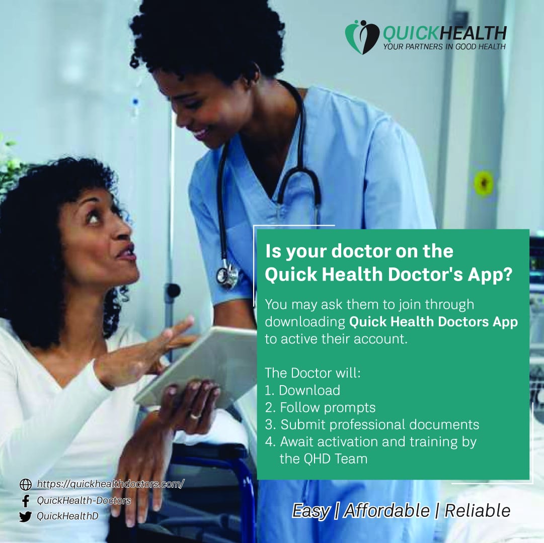 QuickDoctors's tweet photo. Did you know you can get your doctor to register his/her virtual clinic and you get your consultations, lab work and medication from the comfort of your home? Talk to us!
#telemedicine #telemedicinesolutions #teleapp #easy #reliable #health #healthcare #Python #kibe https://t.co/cLhvnNJfgV