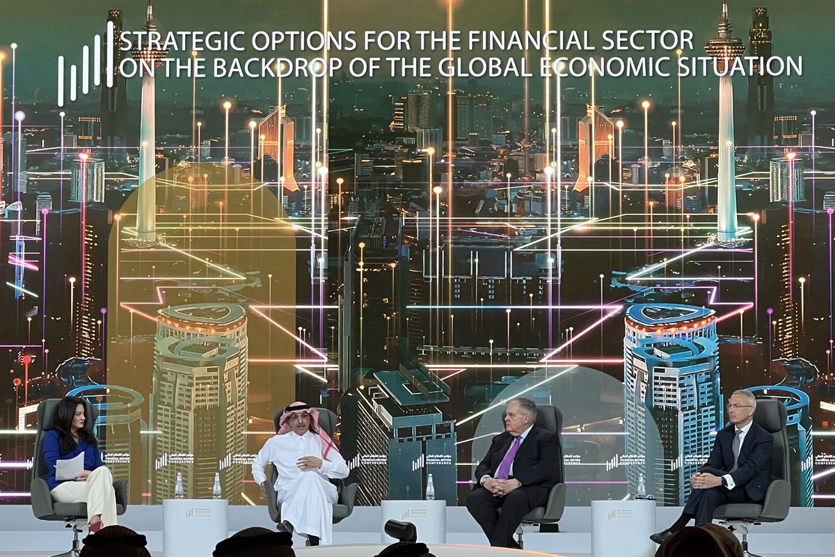 tarekfad's tweet image. Sitting through a panel focused on banking moderated by ⁦@_HadleyGamble⁩ with the Saudi Minister of Finance and the Chairman of Credit Suisse. Bedfellows. #FSC2023