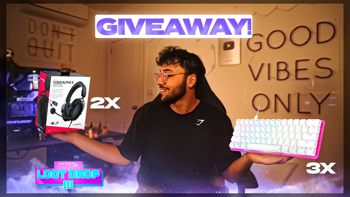 🎁GIVEAWAY🎁

Prize:
💸 2x HyperX Cloud Alpha S Headsets + 3x Alloy Origins 60 white/pink Keyboards

Must:
1️⃣ Follow <a href="/SideLogic/">SideLogic</a> &amp; @HyperXANZ
2️⃣ Like + Retweet
3️⃣ Tag 3 Friends

Winner will be announced on 18th March on my HyperX Loot Drop LIVE STREAM PARTY!