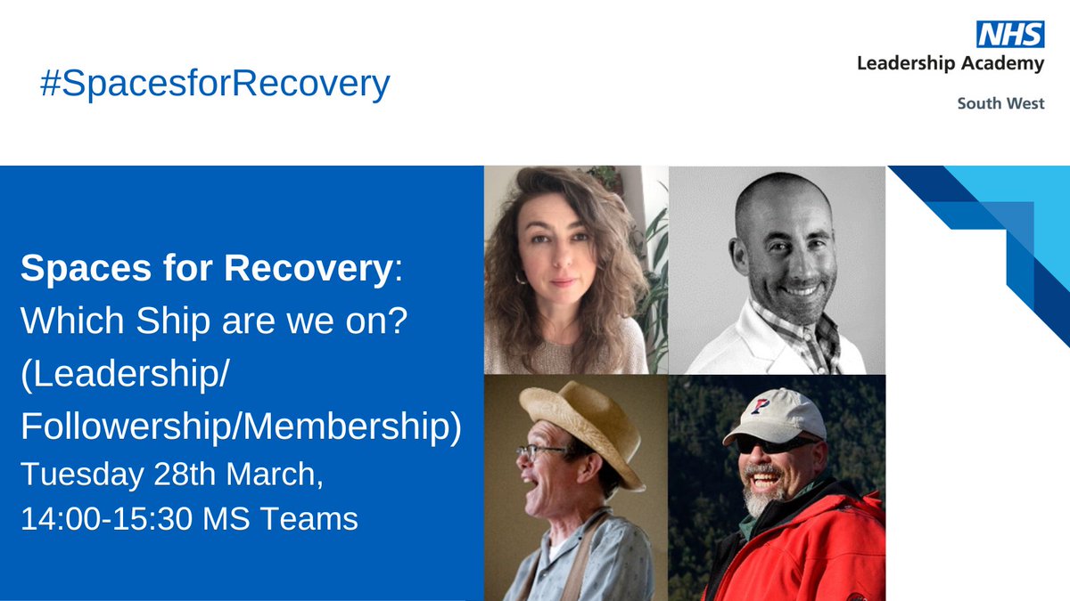 Have you booked your place for the next #SpacesforRecovery event? @StoryClare will be joined by @ddworkis, Dr Preston B. Cline and #KevinKling! 🙌 Discussing all things #Leadership #Followership #Membership Don't miss out, book your place: ow.ly/Y3t750MYXRR