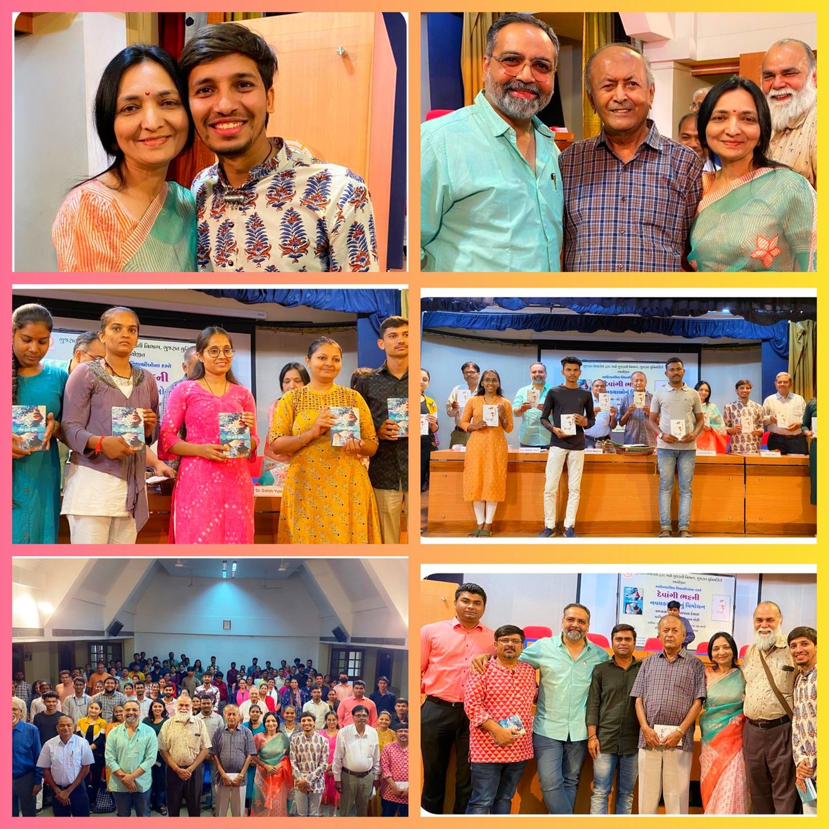 bhatt_devangi's tweet photo. तेरा तुझको सौंप दे क्या लागत है मोर.. 🌺🙏🏻
#ધર્મોરક્ષતિ #એકહતીગુંચા
આજે ભાષાભવનના વિદ્યાર્થીઓના હાથે બન્ને નવલકથાનું વિમોચન થયું. ✨️
આવનારી પેઢીને જીવનધન સોંપીને વિરમી જવાનું હોય છે. કથાઓ પોતાનું ભાગ્ય જાતે જ શોધી લેતી હોય છે. તો આજથી આ કથાઓ વાચકોને હવાલે..
#devangibhatt https://t.co/Q3f7VPWQSG