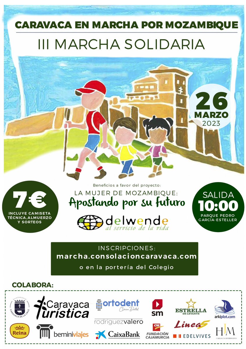 Últimos días para inscribirte en nuestra marcha solidaria, no dejes pasar la oportunidad de disfrutar de una mañana de deporte y solidaridad❤️ #Caravaca <a href="/delwendeong/">Delwende ONGD</a> 

marcha.consolacioncaravaca.com