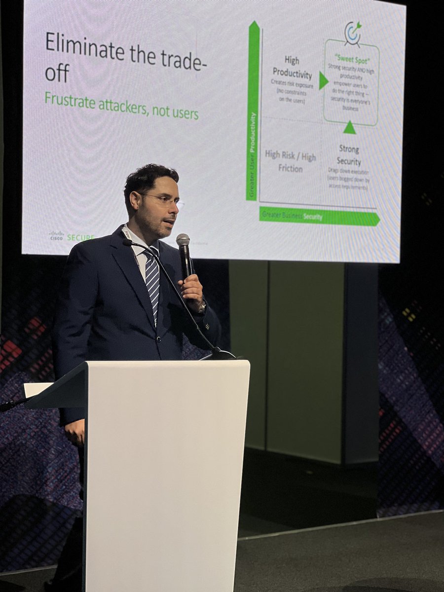 ciscomiddleeast's tweet photo. #HappeningNow on the XLabs stage in #GISECGlobal! 
Join our cybersecurity experts Elie Rahal &amp; Nizar Wafa on a interactive discussion on User experience versus security – making security easy! 
#CiscoUAE #CiscoSecure https://t.co/b1FkkPMwg5