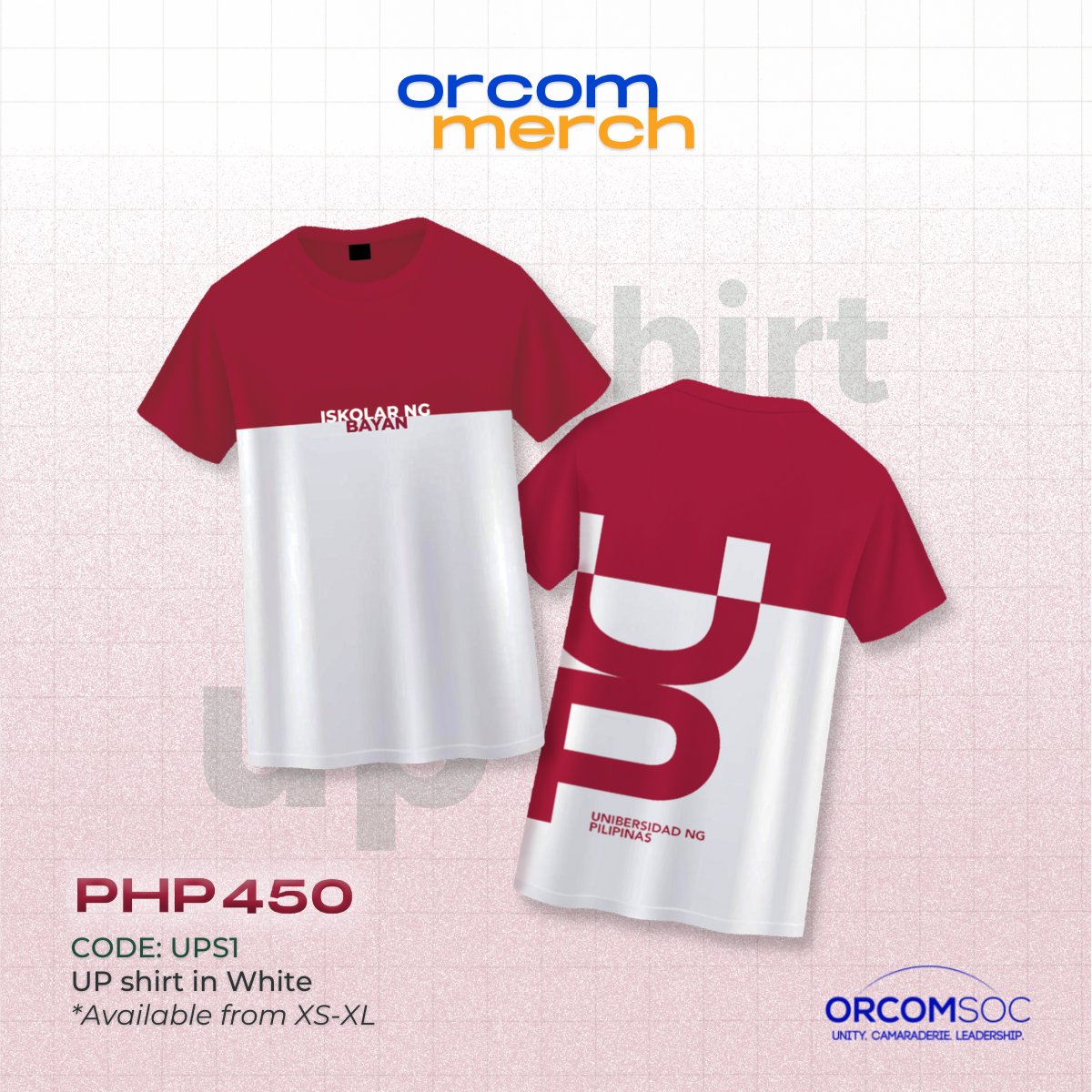 orcomsoc's tweet photo. Introducing the ๐ข๐ฟ๐๐ผ๐บ ๐ฎ๐ป๐ฑ ๐จ๐ฃ ๐๐ต๐ถ๐ฟ๐๐ from #OrComMerch2023. Get your hands on these dri-fit shirts, available in a wide range of sizes for PHP 450!
๐ Pre-order yours now through this form: https://t.co/xe3lJxpF3a https://t.co/EX6MkzezuX