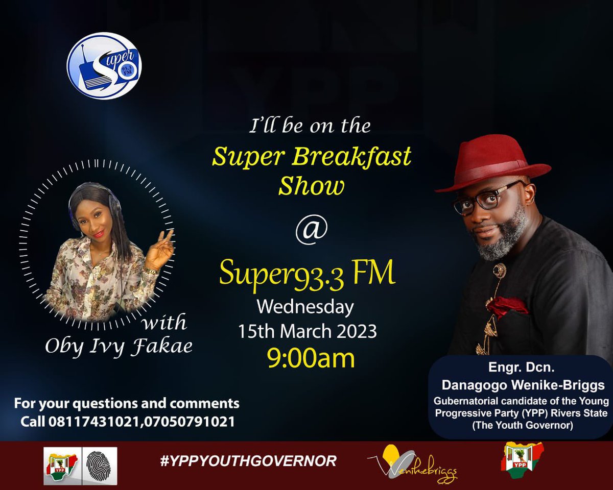 DanagogoWB's tweet photo. Please, join the conversation this morning.
#Danagogowenikebriggs
#ForABetterTomorrow
#Youngprogressiveparty
#capableandreliable
#servicetothepeople
#youthgovernor
#votewisely
#gubernatorialelection
#Riversstatepolitics
#March18th2023 https://t.co/AL2BHx4zh5