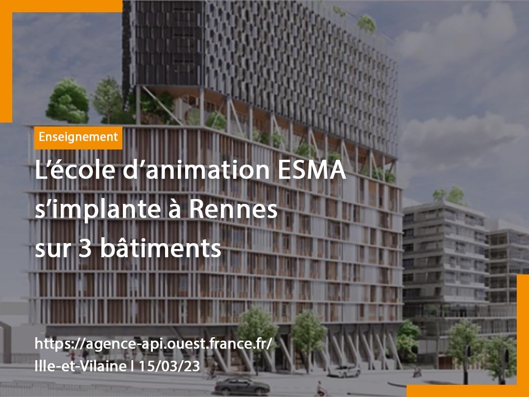 [#FilAPI] Trois bâtiments de +8 étages chacun… l'école <a href="/ESMArtistiques/">ESMArtistiques</a> en approche à <a href="/metropolerennes/">Rennes Ville et Métropole</a> au sein d'un campus global de 7500m2 quartier Solférino. Livraison prévue fin 2025 🔗🔓agence-api.ouest-france.fr/article/lecole…