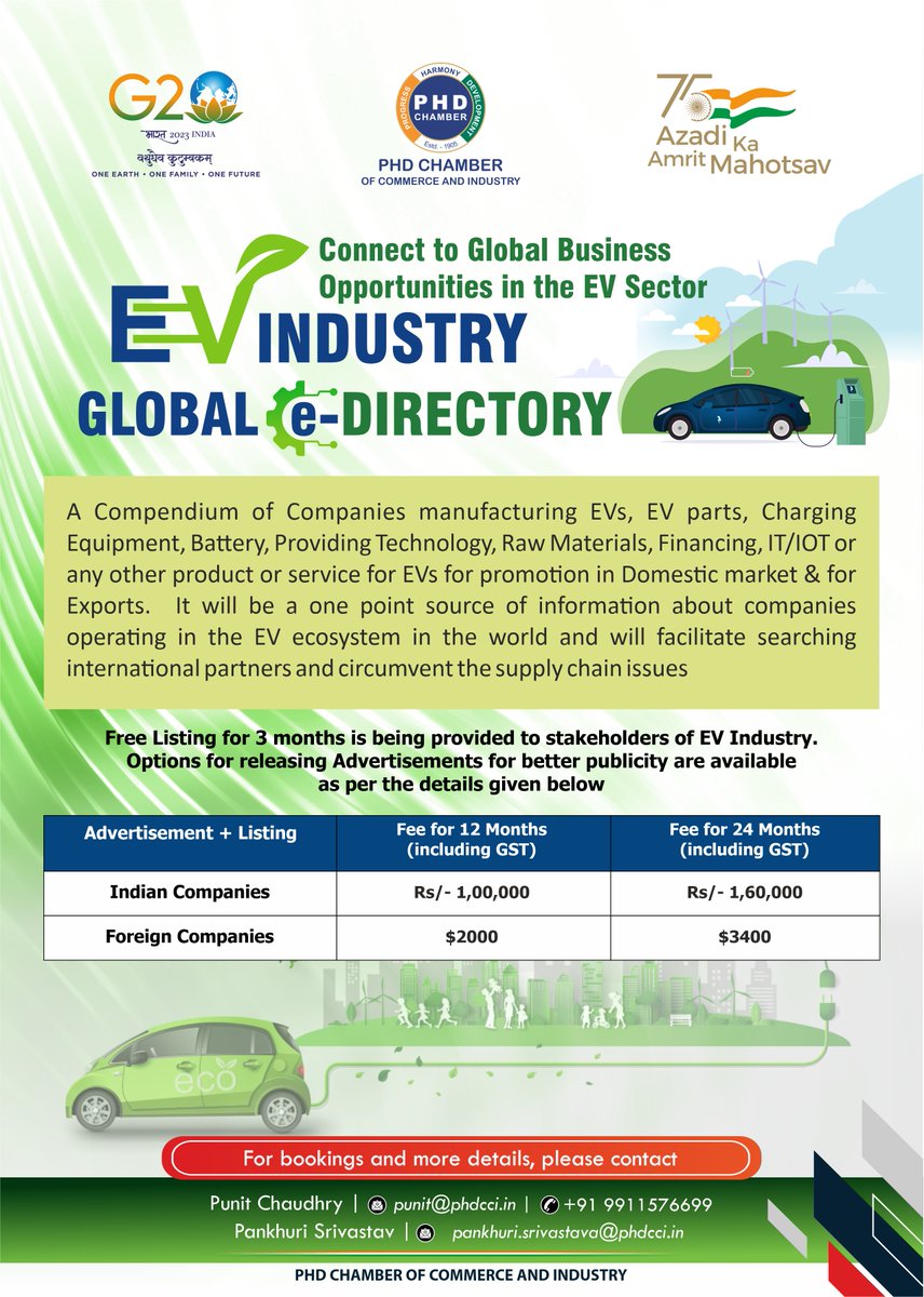 phdchamber's tweet image. PHDCCI is organising Connect to Global business Opportunities in the EV Sector - &quot;EV Industry Global e-directory.&quot; Apply now!

#global #EV #Edirectory #EVindustry #business