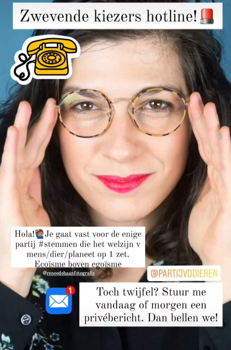 InesKostic's tweet photo. ☎️Zwevende kiezers hotline! 🚨

🌍Je gaat natuurlijk stemmen voor lef en compassie. Voor de enige felgroene aanjager die koers houdt en de rest de goede kant op trekt. @PartijvdDieren

Maar mocht je nog zweven: DM me, dan bellen we.🙏🏽❤️ #teamplanet #slotdebat https://t.co/OAt5EsxSyW