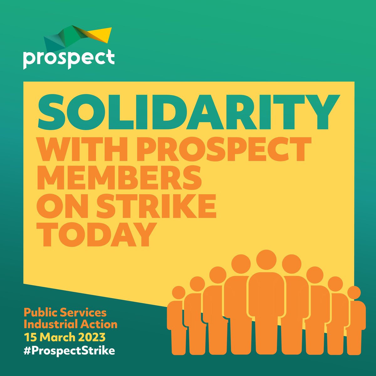 Good luck to Prospect members on strike today. We stand with you #ProspectStrike ✊

RT to show solidarity with public sector workers 🤝