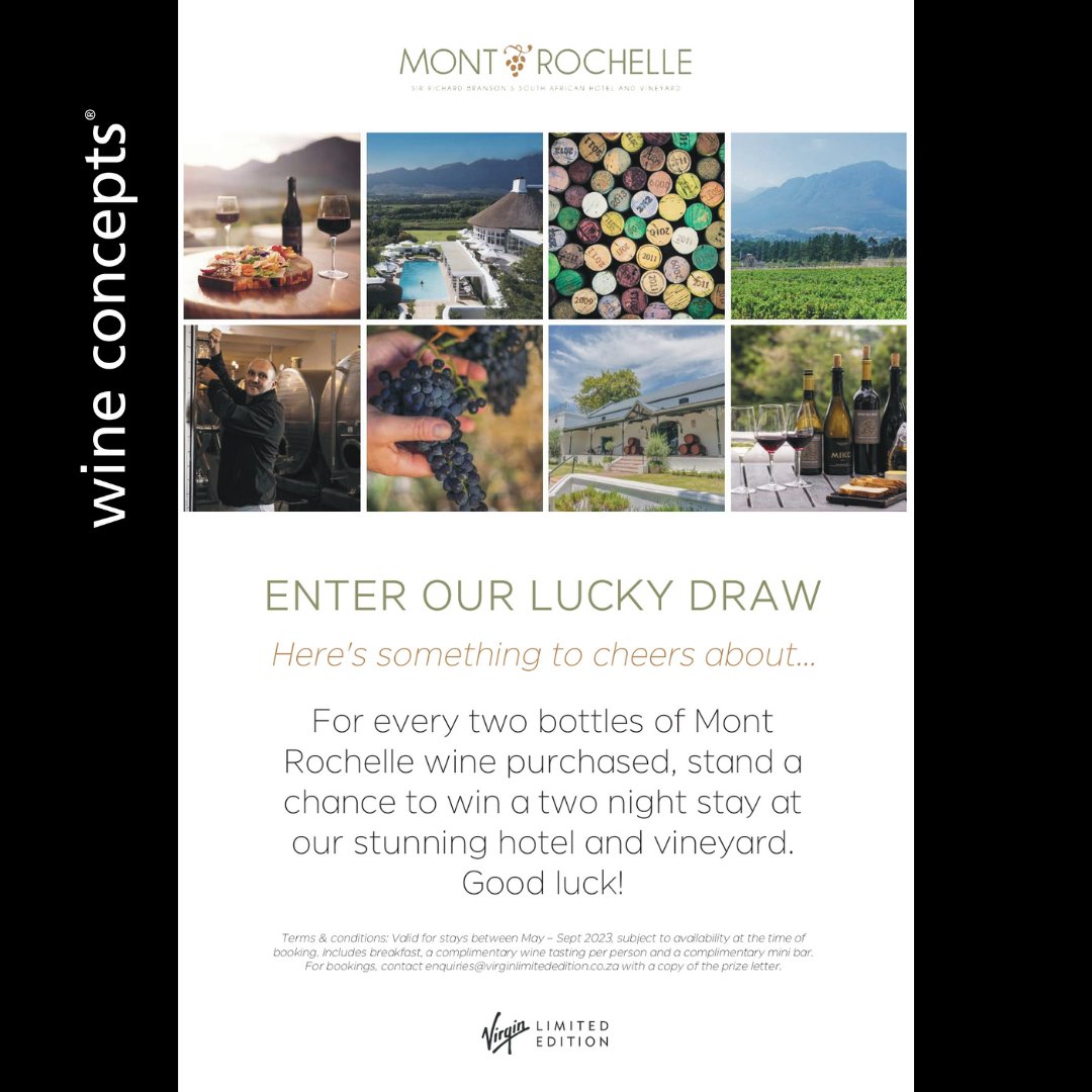 wineconceptsSA's tweet photo. Come try some beautiful wine from Mont Rochelle. Mont Rochelle wines are on promotion for the month of March. Buy any two of the wines on promotion and stand a chance to win a 2 night stay in their 5 star hotel!
#wine #lovewine #wineconceptsnewlands #winetasting #winepromo https://t.co/oFcY0EN82k