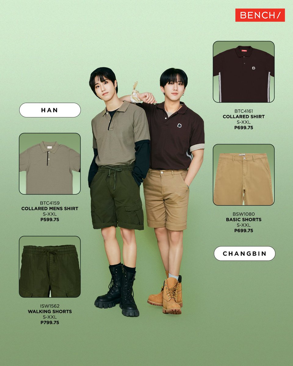 benchtm's tweet photo. Step out in major styles this summer with these looks as seen on our ever-charming bois, @Stray_Kids! 

#BENCHxSTRAYKIDS #StrayKids #Stay https://t.co/DOeHO7eIKC