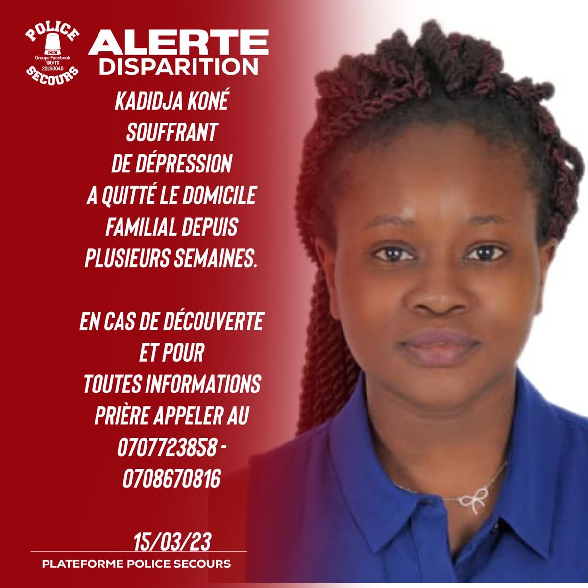 PSecours225's tweet image. Alerte disparition.