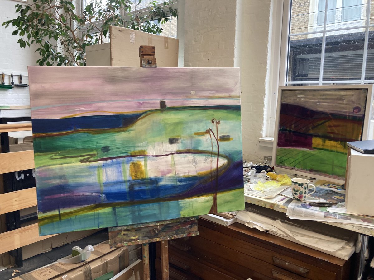 New Painting on the easel this morning. Pulling it together slowly…..#paintings #oiloncanvas #studiopaintings #landscapepaintings #seapaintings #fineartpaintings #paintingsforyourhome #artinteriors #paintingcollector #modernpainting #contemporarypainting #art