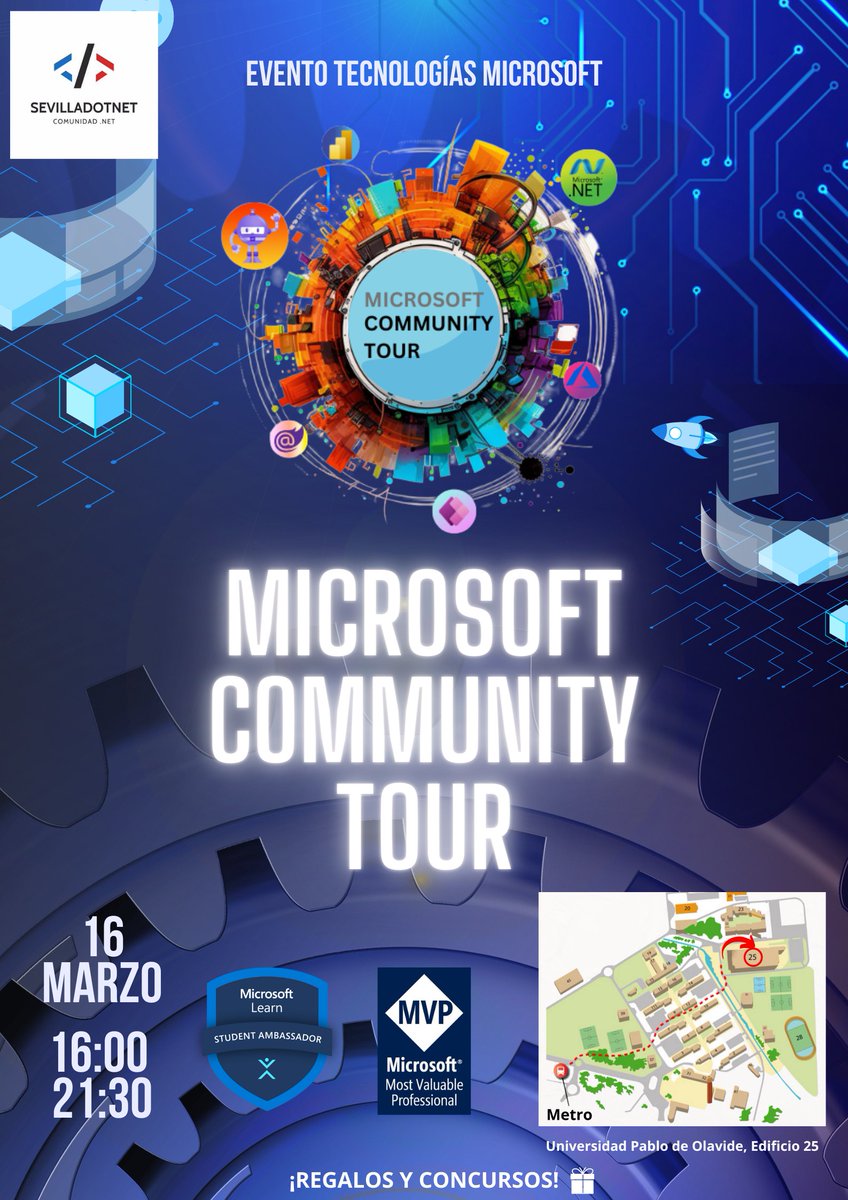 El jueves estaremos en la Universidad Pablo de Olavide, de Sevilla acercando la #comunidad técnica de #Sevilla a los alumnos. Y rememorando uno de los eventos épicos de nuestra etapa estudiantil de la mano de <a href="/SevillaNetDevs/">Sevilla Dot Net</a>.

<a href="/MicrosoftES/">Microsoft España</a> <a href="/MicrosoftEduEsp/">Microsoft Educación</a>