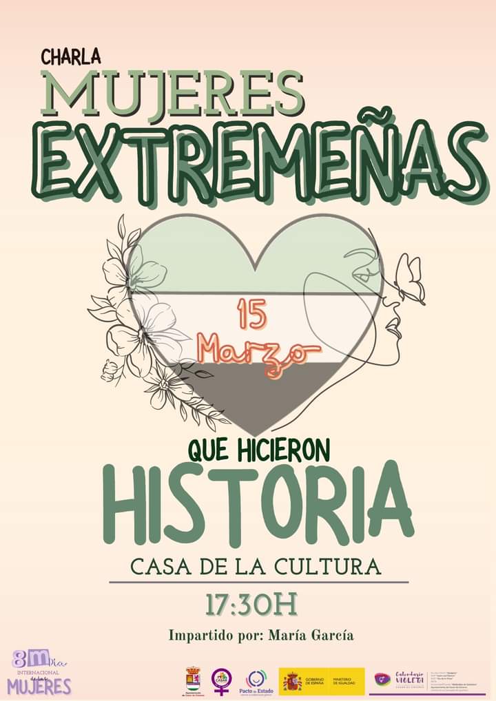 aytocasar's tweet image. Seguimos con la programación en torno al #8M.
Hoy, 15 de marzo, tenemos la charla “Mujeres Extremeñas que hicieron Historia”,  impartida por: María García.

📍Casa de la Cultura
⏰ 17:30

¡Os esperamos! 😊💜

#DiaInternacionalDeLaMujer
#mujeresextremeñas