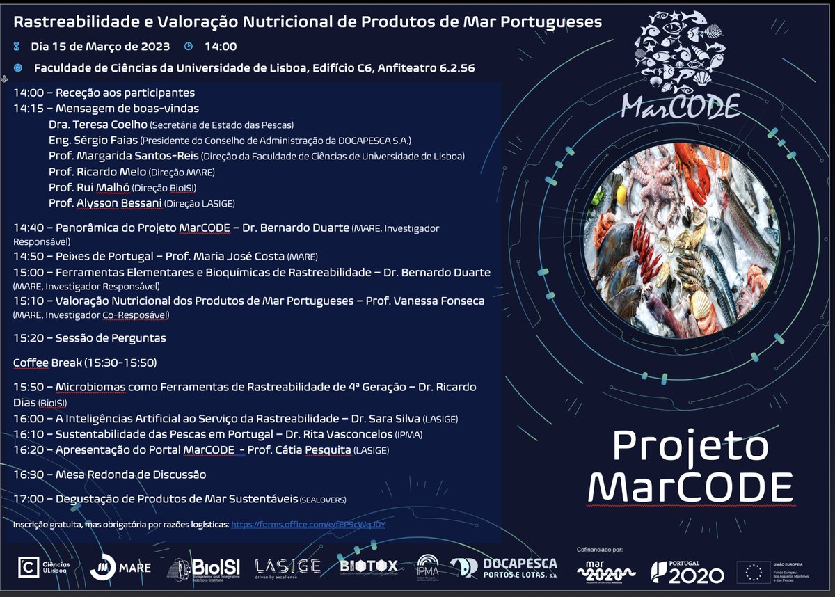 BIOTOXLab's tweet photo. Join us online from 2 pm for the #MarCODE results presentation event:

https://t.co/Na6Fd3wBdt

@MARE_centre @BioISI @lasige @FC_UL @ipma_pt @DOCAPESCA https://t.co/Po1FjkhOn2