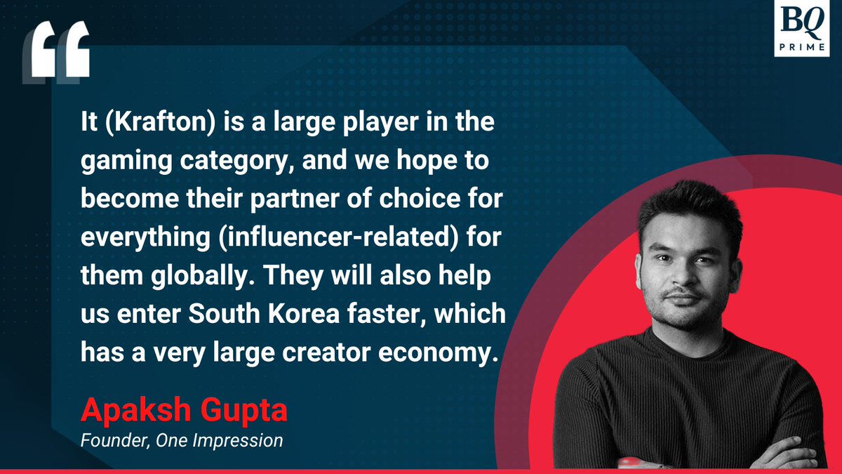 NDTVProfitAlpha's tweet photo. #PUBG maker #Krafton leads $10 million investment in Indian influencer marketing firm #OneImpression.
@OneImpression's @apaksh537 discusses the investment.
Read @Rish_Bhat's report: https://t.co/0IqcaJIDVZ https://t.co/C8FJA4tHeq