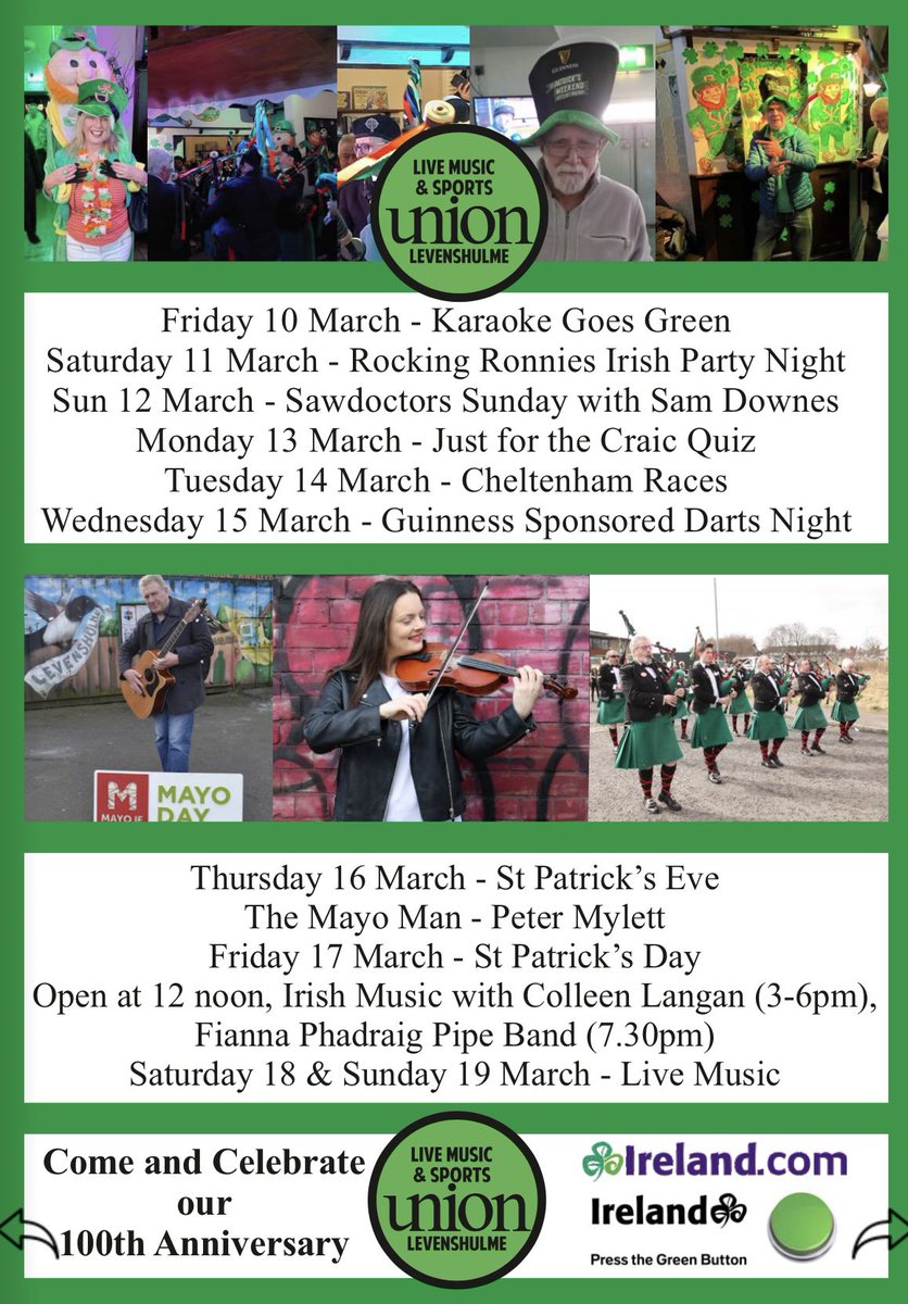 mancirishfest's tweet image. Get ready to #pressthegreenbutton at these #Free events during #stpatricksweek☘️ thanks to Tourism Ireland 2023 #manchesteririshfestival with @KeeganAcademy1 #IrishDance @FiannaPhadraig #irishpipeband @ColleenLanigan @GusGlynnMusic @MooneyInfo #TheMcGuireFamily #IrishMusic