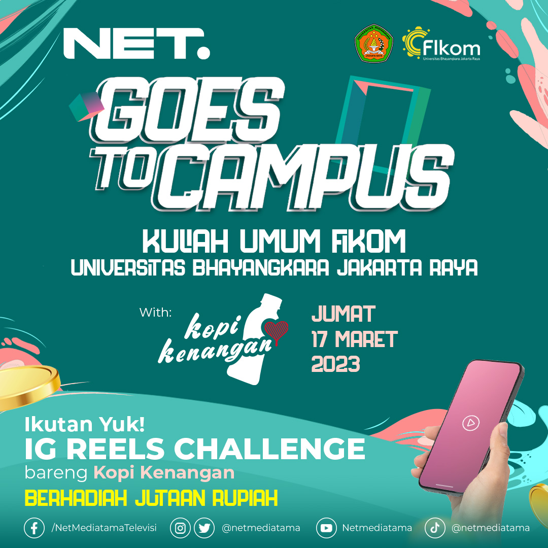 mdtvindonesia's tweet photo. NET Goes to Campus datang ke Universitas Bhayangkara Jakarta Raya, Jumat, 17 Maret 2023
Ada sharing session creative thinking & perkembangan dunia digital, giveaway & games seru persembahan NET. & @hanyauntukmu_kk
See you, Good People! #NETGoestoCampus #NETXUBHARA https://t.co/ImLdw5cVTs