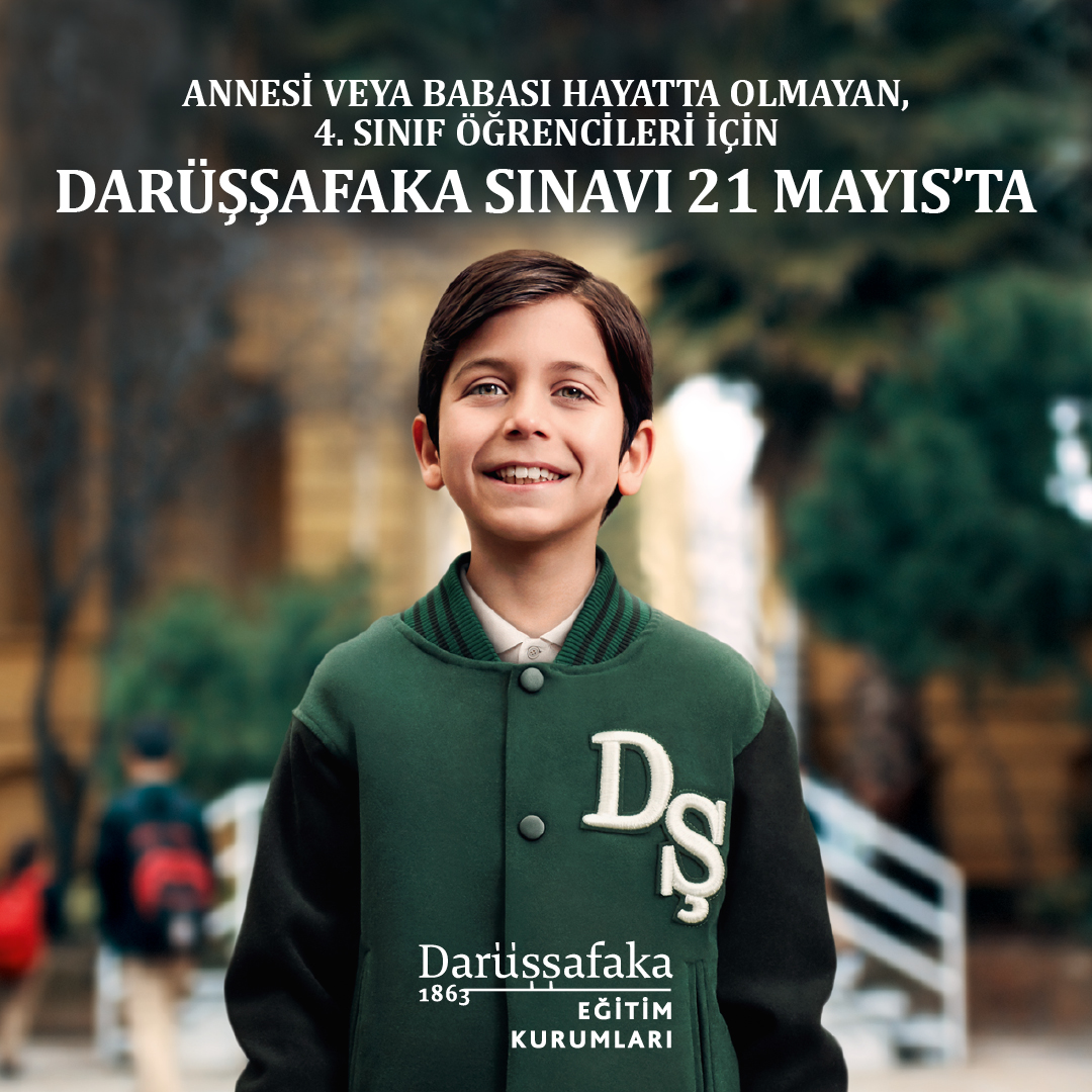 Darüşşafaka Sınavı 21 Mayıs’ta! 📣

Annesi veya babası hayatta olmayan, maddi olanakları yetersiz, ilkokul 4. sınıf öğrencilerinin katılabileceği sınavımız, 21 Mayıs Pazar günü Türkiye’nin 37 ilinde gerçekleştirilecek. 📝