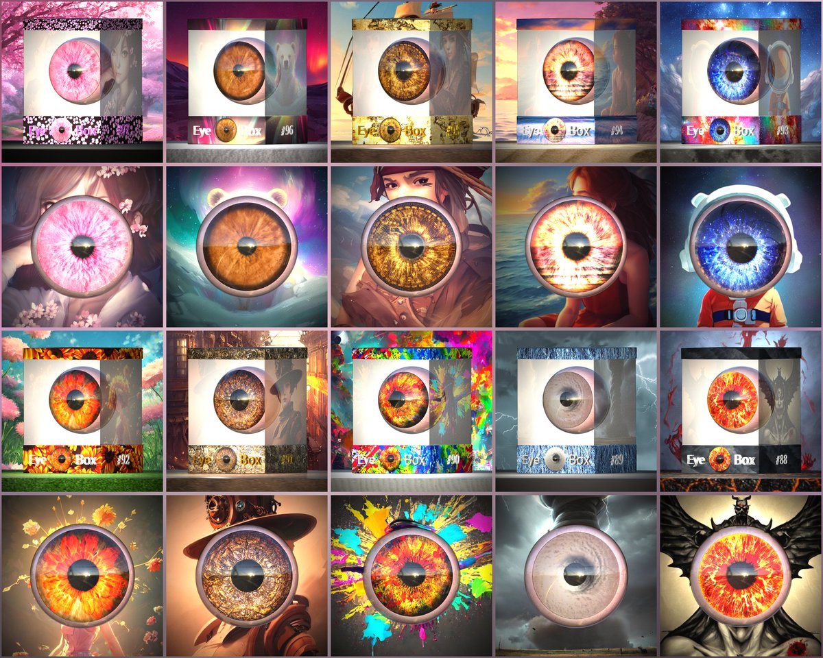 Metastract's tweet photo. GM GM everyone 
I hope you are all well 😊

Only three more boxes to go before we reach 100 creations and soon the first gift for the owners 🎁

As a reminder, each box contains a link to download the eye out of the box 👁️

5 boxes left at FP (0.01) 😉

I wish you a great day 🥰 https://t.co/SdvkOD0kRR