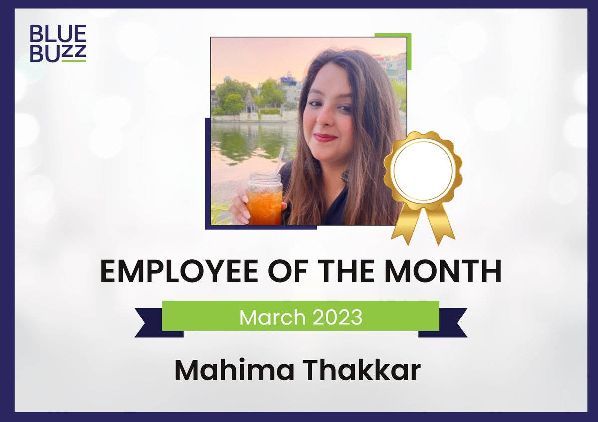 BlueBuzz6's tweet photo. Congratulations to our star of the Month! @mahimathakkar95 
 Your hard work, dedication, and positive attitude have not gone unnoticed. 
Thank you for being an inspiration to all of us. Keep up the good work!

#KeepBuzzing #BuzzStar #StarOfTheMonth  #BlueBuzz  #BuzzStarOfTheMonth https://t.co/Y0zPNayxgz