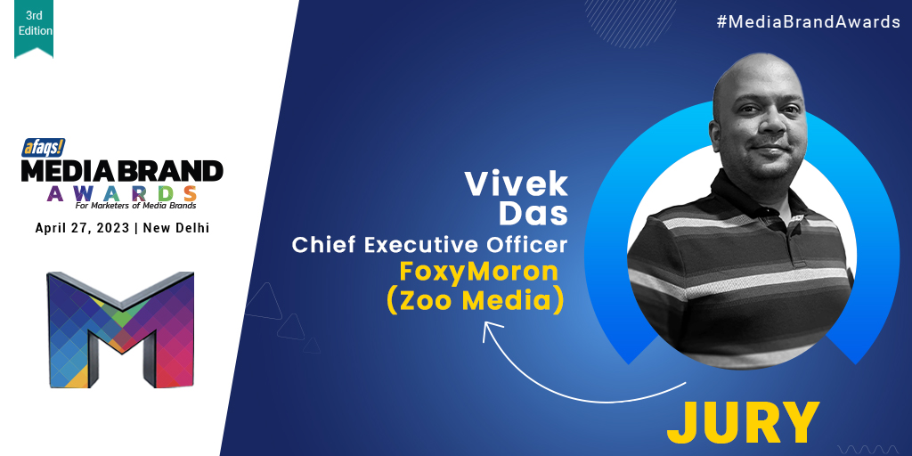 #MediaBrandAwards: We are delighted to have Vivek Das from FoxyMoron as our juror at Media Brand Awards 2023. 🏆
Thank you for joining us!

Know more: bit.ly/3Yds5Wk

#Print | #TV | #music | #OTT | #Awards | #media | #awardshow | #mediaawards | #MediaBrandAwards | <a href="/afaqs/">afaqs!</a>