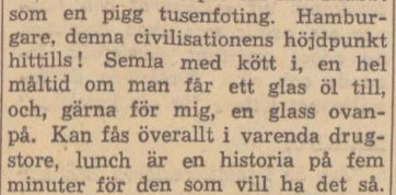en "semla med kött i" kallades hamburgaren 1953