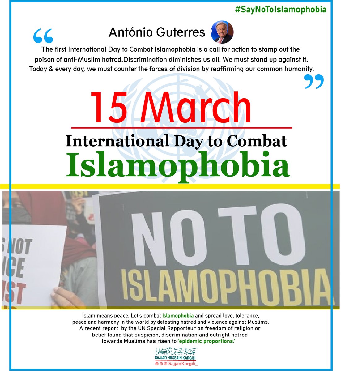 Islam means peace, Let's combat #islamophobia and spread love, tolerance, peace and harmony in the world. 

#IslamophobiaDay #SayNoToIslamophobia