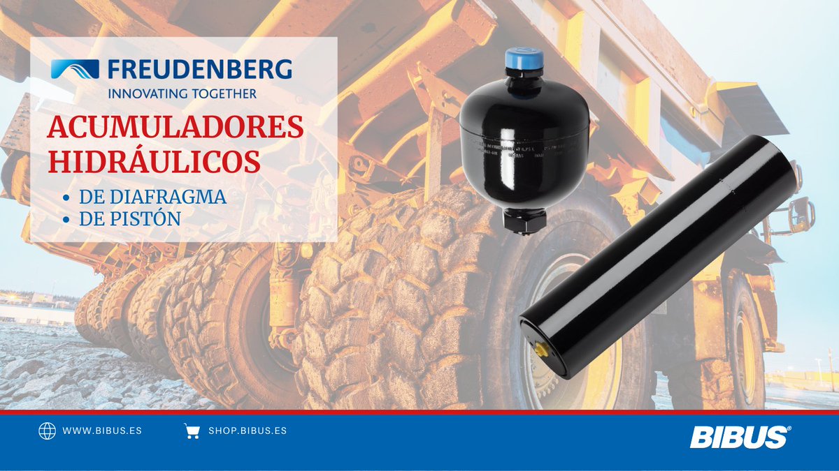 Un acumulador hidráulico es un recipiente a presión que se utiliza para mantener la presión, almacenar y recapturar energía, reducir picos de presión, accionar suspensiones del chasis y amortiguar golpes, vibraciones y pulsaciones. +info: bit.ly/3xWFKG8 📧 info@bibus.es