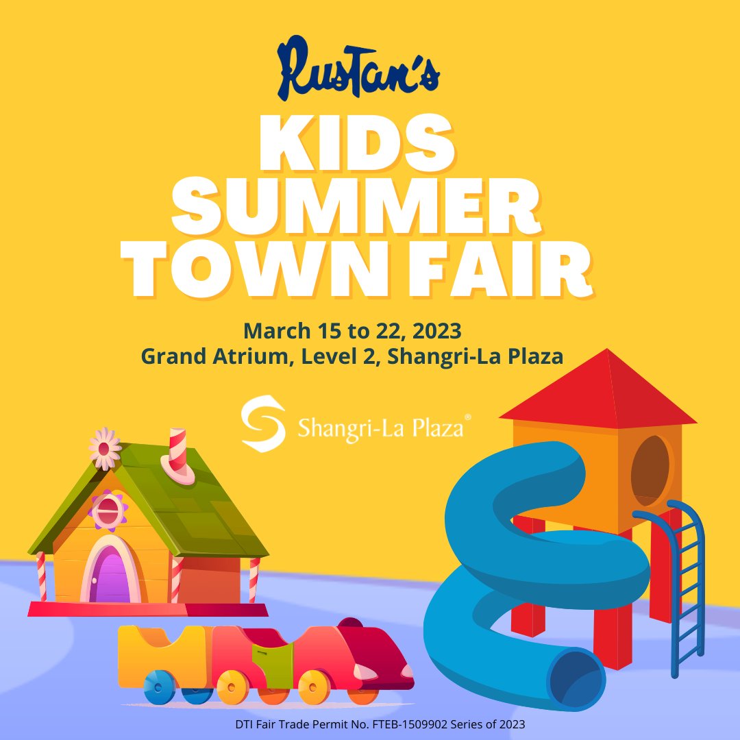 Slide to the fun and get exclusive offers from select kiddie brands. Head to Rustan's Kids Summer Town Fair at the Grand Atrium from March 15 to 22!