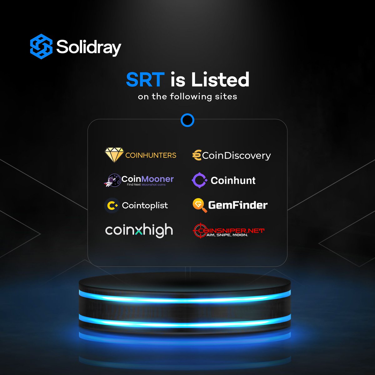 SolidrayCoin's tweet photo. Swipe to see where SRT is listed

#solidray #solidraytoken #cryptotrading #digitalcurrency #blockchaintechnology #cryptoinvestment #altcoin #cryptomarket #cryptocommunity #cryptopayment #cryptosecurity
#cryptofuture #cryptoenthusiast https://t.co/pOnIRbElkS