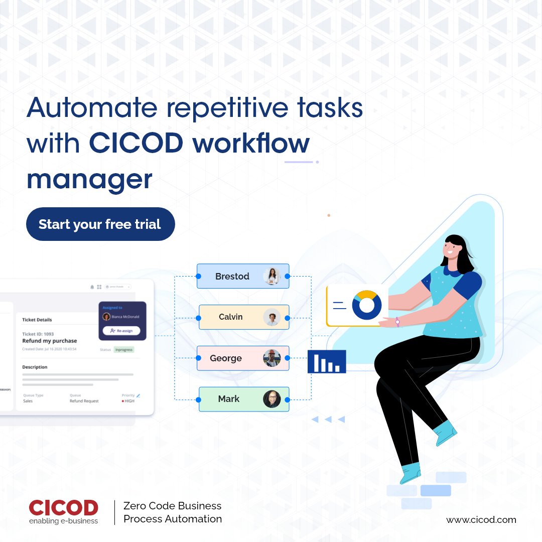 getcicod's tweet image. Need to automate repetitive tasks? CICOD Workflow Manager has a powerful workflow automation engine to help you save time and increase productivity!
Try for free - zcu.io/vs5W
#automation #workflowtool #generalmanager #operationsmanager #businessmanager