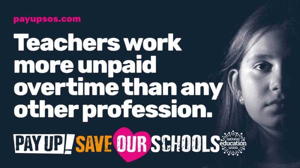 Today 300,000 teachers in England are on strike because education is in crisis. 

Teachers work more unpaid overtime than any other profession.

<a href="/GillianKeegan/">Gillian Keegan</a> must come to the table and #SaveOurSchools